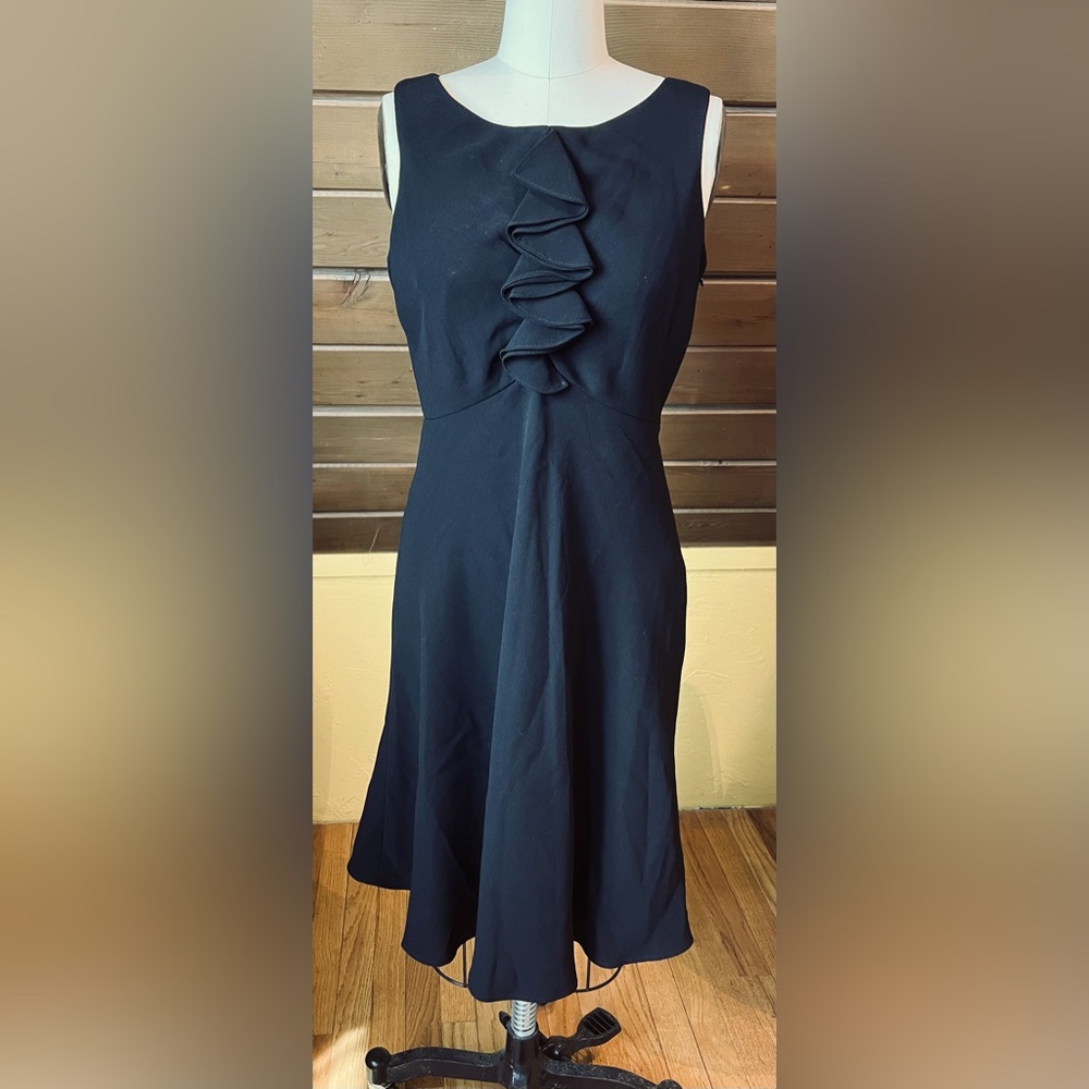 Black Calvin Klein A-line dress with ruffle front